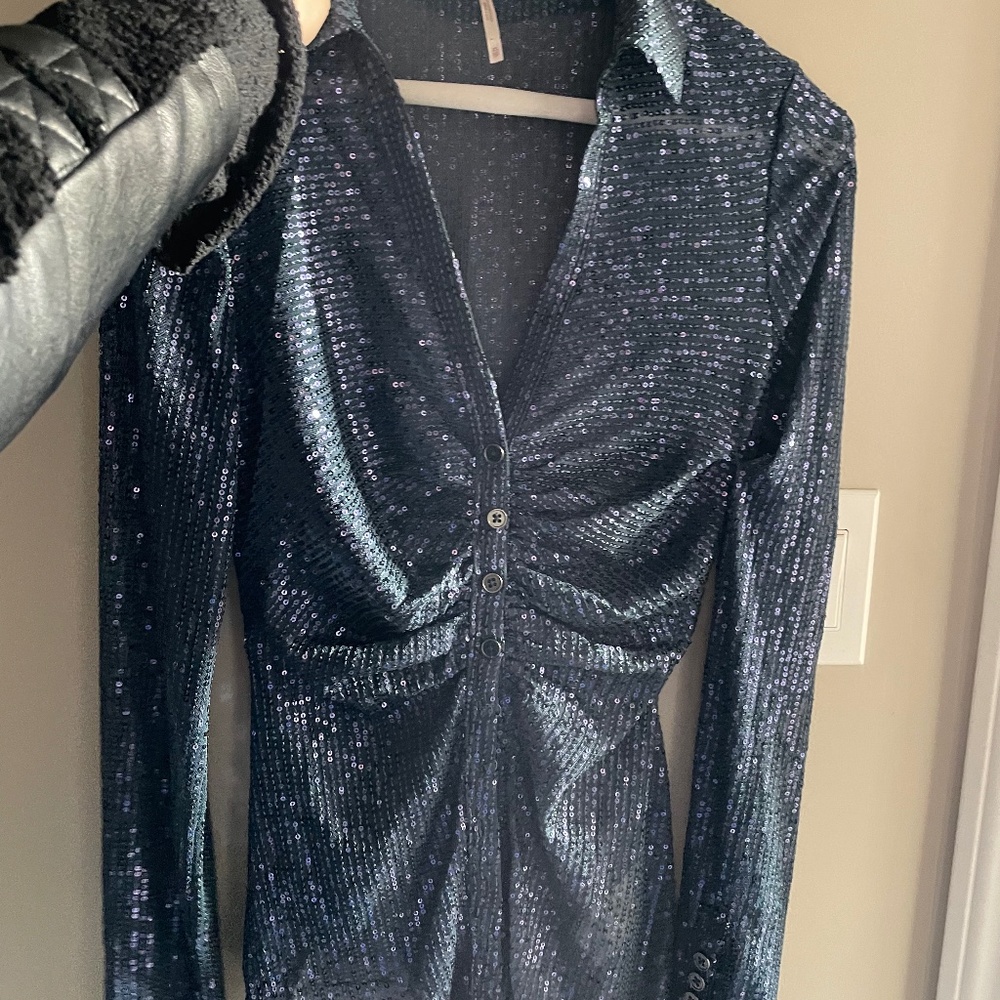 Free People Sequin Shirtee